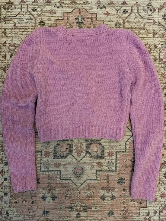 Urban Outfitters Lavender Cropped V-Neck Button Sweater - Picture 4 of 4